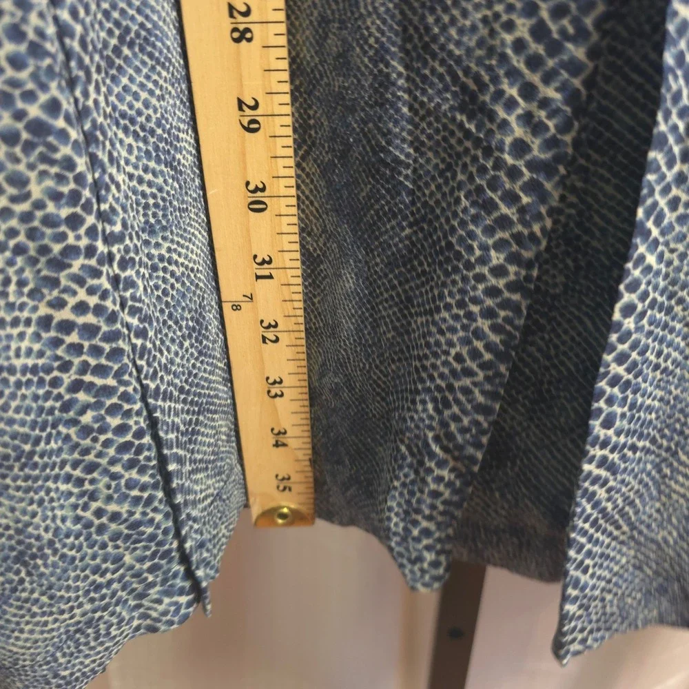 Tory Burch 10 Blue Silk Snakeskin Print Long Sleeve Shift‎ Dress Minimalist Work